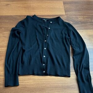 Ann Taylor Black Button-Front Cardigan
